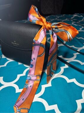 New Orange Chain-Print Twilly Scarf Purse Bag 1.5” x 40”
